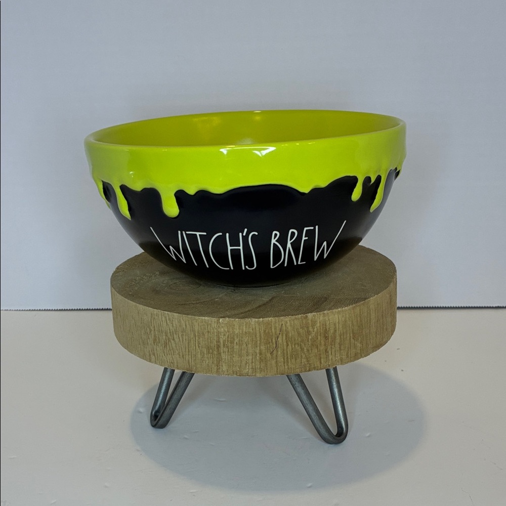 Rae Dunn Witch's Brew Bowl - Black and Neon Green Halloween 👻